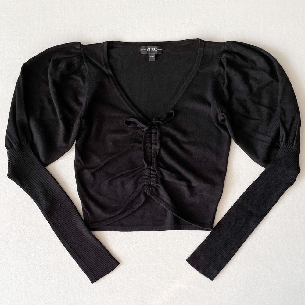 Guess Puff Sleeve Ruched Top - Picture 2 of 9